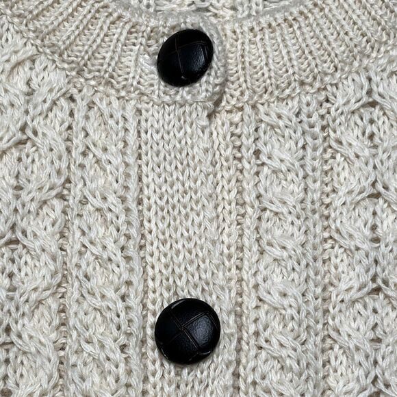 Blarney Woollen Mills Ireland Womens XL XXL Knit Wool Cardigan Sweater Cream - Picture 6 of 12